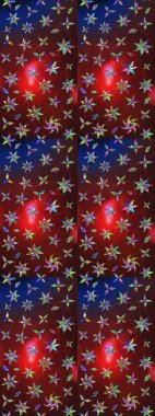 Soyut etnik raster çizim kalıbı. Arkaplan dokusu, duvar kağıdı, kahverengi ve kırmızı renkli çiçek teması. Kabile sanatı boho baskısı, klasik çiçek arkaplanı.