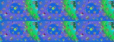 Güzel kumaş deseni. Düz Çiçek Elementleri Tasarımı. Renkli Yaz Temalı eskiz kalıbı. Raster illüstrasyonunda çiçek deseni çizimi.