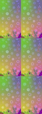 Raster deseni. Tarafsız ve yeşil renklerde yaz çiçekleri. Raster illüstrasyonu. Küçük çiçekte sevimli çiçek deseni var..