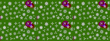 Raster illüstrasyonu. Çiçek desenli çizim. Yeşil ve nötr renklerde çiçekler. Raster illüstrasyonu. Asya tekstil tarzında.