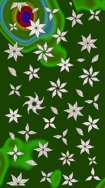 Yeşil ve nötr renklerde çiçekler. Küçük çiçekte sevimli çiçek deseni var..