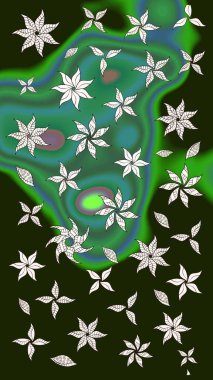 Robot resim. Küçük çiçekte güzel bir desen. Küçük renkli çiçekler. Çiçekli bahar çiçekleri. Moda baskıları için zarif bir şablon. Motley illüstrasyonu.