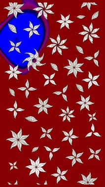 Raster illüstrasyonundaki çiçek desenli çizim. Kırmızı ve nötr renkte çiçekler.