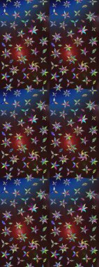 Kahverengi ve mavi renkli çiçekler. Raster illüstrasyonu. Çizim çiçek deseni duvar kağıdı için kullanılabilir.