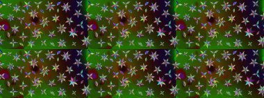 Raster Güzel kumaş deseni. Raster suluboya deseni, narin çiçekler, yeşil ve kahverengi çiçekler, tebrik kartı şablonu..