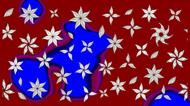 Sketch Colour Spring Theme eskiz kalıbı. Kırmızı ve mavi renkte çiçekler. Sevimli çiçek raster deseni. Düz Çiçek Elementleri Tasarımı.