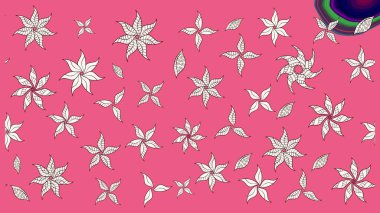 Hint süsü. Pembe ve nötr renklerde. Çizim kalıbı. Raster illüstrasyonu. Çiçek duvar kağıdı. Renkli süs kenarı.