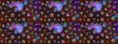 Çiçek desenli eskiz. Gömlek baskısı için çiçek boyası. Kahverengi ve mor renkte çiçekler.