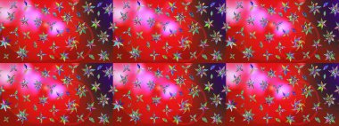 Raster illüstrasyonu. Tekstil veya kitap kapakları, imalat, duvar kağıtları, baskı, hediye paketi ve yapıştırma kitabı için çiçek eskizi geçmişi. Küçük ölçekli çiçeklerdeki basit sevimli desen.