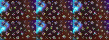 Raster illüstrasyonundaki çiçek desenli çizim. Düz Çiçek Elementleri Tasarımı. Süslü kumaş deseni. Renkli Bahar Teması çizim şablonu.