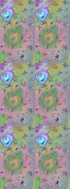 Raster illüstrasyonundaki çiçek desenli çizim. Renkli Bahar Teması eskiz kalıbı. Tarafsız ve yeşil renklerde çiçekler. Düz Çiçek Elementleri Tasarımı.