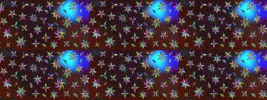 Beautiful fabric pattern. Raster watercolour floral pattern, delicate flowers, brown and blue flowers, greeting card template.