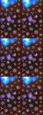 Kahverengi ve mavi renklerde etnik çiçeklerle süslenmiş zarif bir eskiz şekli. Raster Çiçek İllüstrasyonu güzel tekstil..