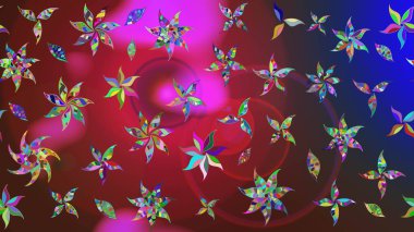 Kırmızı ve kahverengi renkte çiçekler. Renkli Bahar Teması eskiz kalıbı. Düz Çiçek Elementleri Tasarımı. Çiçekle çizim deseni.