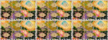 Çiçek deseni. Duvar kâğıdı barok, İspanyol kumaşı. Kusursuz raster arka plan. Kahverengi ve bej renklerde altın elementler. Şekil grafik deseni.