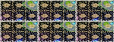 Çiçek deseni. Duvar kâğıdı barok, İspanyol kumaşı. Kusursuz raster arka plan. Kahverengi ve bej renklerde altın elementler. Şekil grafik deseni.