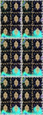 Çiçek deseni. Duvar kâğıdı barok, İspanyol kumaşı. Kusursuz raster arka plan. Kahverengi ve bej renklerde altın elementler. Şekil grafik deseni.