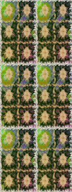 Çiçek deseni. Duvar kâğıdı barok, İspanyol kumaşı. Kusursuz raster arka plan. Kahverengi ve bej renklerde altın elementler. Şekil grafik deseni.