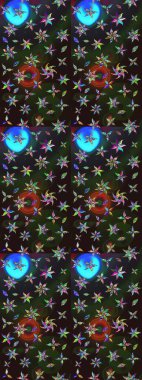 Renkli çiçekli ve yapraklı harika bir çiçek deseni çizmişsin. Moda baskıları için zarif bir şablon. Modern çiçek arkaplanı. Halk stili.