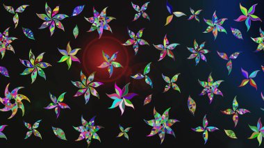 Renkli çiçek buketi suluboya. Renkli Bahar Teması eskiz kalıbı. Raster illüstrasyonu. Düz Çiçek Elementleri Tasarımı.