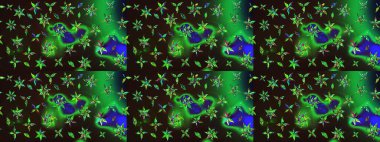 Şirin çiçekler. Çizgi çizimi kalıbı. Raster Moda kumaş deseni.