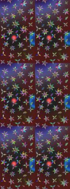 Çiçek desenli çizim. Raster illüstrasyonu. Asya tekstil tarzında. Renkli çiçekler. Raster illüstrasyonu.