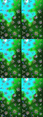 Çiçekli karalama şeklinde Raster çiçek deseni. Nazikçe, güzel çiçek arkaplanı. Renkli çiçekler.