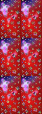 Kırmızı ve pembe renkte çiçeklerle çizilmiş çiçek deseni. Suluboya tarzında kırmızı ve pembe renkte çiçekler.