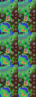 Çiçekli yaz çiçekleri. Küçük çiçekte güzel bir desen. Küçük renkli çiçekler. Moda baskıları için zarif bir şablon. Motley illüstrasyonu. Çizim.