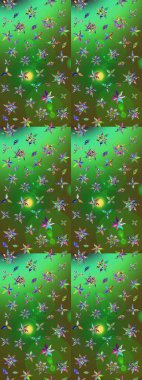 Çiçek deseni. Raster illüstrasyonu. Chichi 'nin kumaş kalıbını çiz. Renkli Bahar Teması eskiz kalıbı. Düz Çiçek Elementleri Tasarımı.