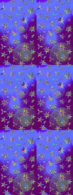 Raster suluboya çiçek deseni, narin çiçekler, menekşe ve mor çiçekler, tebrik kartı şablonu. Güzel kumaş deseni.