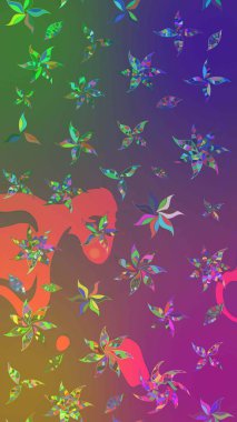 Raster illüstrasyonu. Düz Çiçek Elementleri Tasarımı. Renkli Bahar Teması eskiz kalıbı. Chichi 'nin kumaş kalıbını çiz. Çiçek deseni.