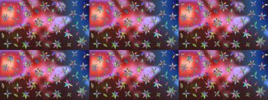 Kahverengi ve mavi renklerde. Raster deseni. Raster illüstrasyonu. Küçük çiçekteki sevimli çiçek deseni. Soyut çiçek çizim kalıbı arkaplanı.