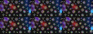 Düz Çiçek Elementleri Tasarımı. Raster illüstrasyonundaki çiçek desenli çizim. Renkli Bahar Teması eskiz kalıbı. Süslü kumaş deseni.