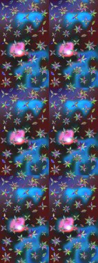 Şirin çiçekler. Raster Moda kumaş deseni. Çizgi çizimi deseni.