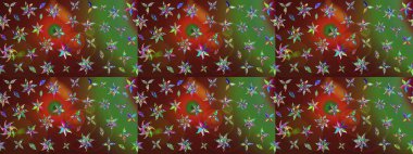 Çiçek duvar kâğıdı. Renkli çizim kalıbı. Çiçek arkaplan. Kahverengi ve yeşil renkli şirin tekstil. Raster illüstrasyonu.