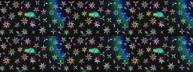 Raster Illustrasyon 'daki Çiçek Deseni' nin son moda çizimi. Gri ve mavi renkte çiçekler. Renkli Yaz Temalı eskiz kalıbı. Düz Çiçek Elementleri Tasarımı.