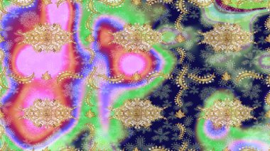 Eskiz oryantal klasik altın desen. Tarafsız renklerde altın tekrarlayan elementler içeren Raster soyut arkaplanı.