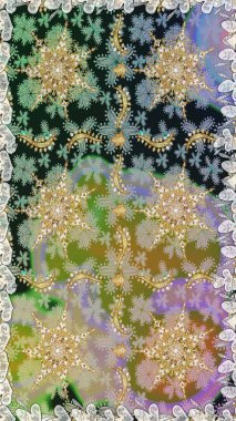 Barok tarzında kusursuz bir doğulu süsü. Geleneksel klasik raster altın pürüzsüz desen. Gri renklerdeki altın elementler.