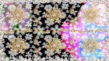 Tarafsız renklerde altın tekrarlayan elementlerle soyut arkaplan. Kusursuz oryantal klasik altın desen.