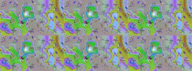 Raster illüstrasyonu. Yeşil ve gri renklerde bahar çiçekleri. Çiçek ve yapraklı karalama şeklinde Raster çiçek deseni.