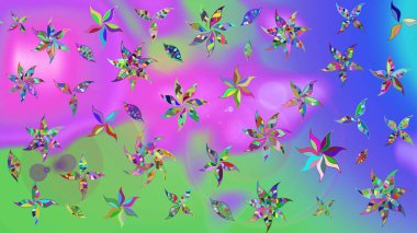 Poster ya da kapak için arka plan. Davetiye ve kartpostal tasarımı için dekoratif çiçek unsurları. Yapraklı çizim şekli. Şirin, zarif çiçekler Raster illüstrasyonu. Tekstil için figür.