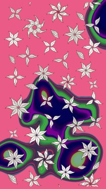 Pembe ve nötr renklerde bahar çiçekleri. Raster illüstrasyonu. Raster çiçek desenli ve çiçekli..