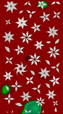 Hediye ambalaj kağıdı, tebrik kartları, posterler ve pankart tasarımı. Raster düz çiçek çizim deseni. Kırmızı ve nötr renkte çiçekler.