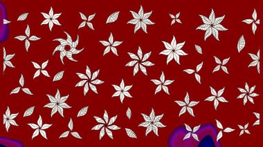 Renkli Bahar Teması eskiz kalıbı. Düz Çiçek Elementleri Tasarımı. Raster illüstrasyonundaki çiçek desenli çizim. Kırmızı ve nötr renkte çiçekler.