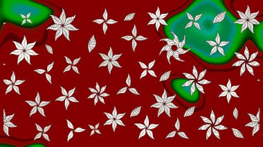 Gömlek, arka plan modelini çiz. Kırmızı ve nötr renklerde çiçekler. Tropik çiçekler.