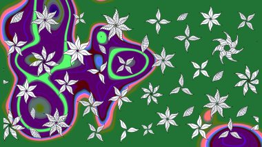Taslak dekoratif arka plan, çiçek mandala. Çiçek. Yeşil ve mor renklerde. Raster illüstrasyonu.