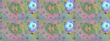 Tarafsız ve mavi renklerde zarif çiçek buketi suluboya. Renkli Bahar Teması eskiz kalıbı. Raster illüstrasyonu. Düz Çiçek Elementleri Tasarımı.