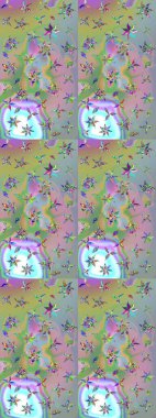 Tarafsız ve mavi renkler üzerine çiçek çizimi. Şatafatlı bahar bahçesi dokusu. Çiçek deseni. Raster illüstrasyonu. Tarafsız ve mavi renkte çiçekler.