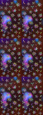 Çiçek desenli eskiz. Gömlek baskısı için çiçek boyası. Kahverengi ve mor renkte çiçekler.